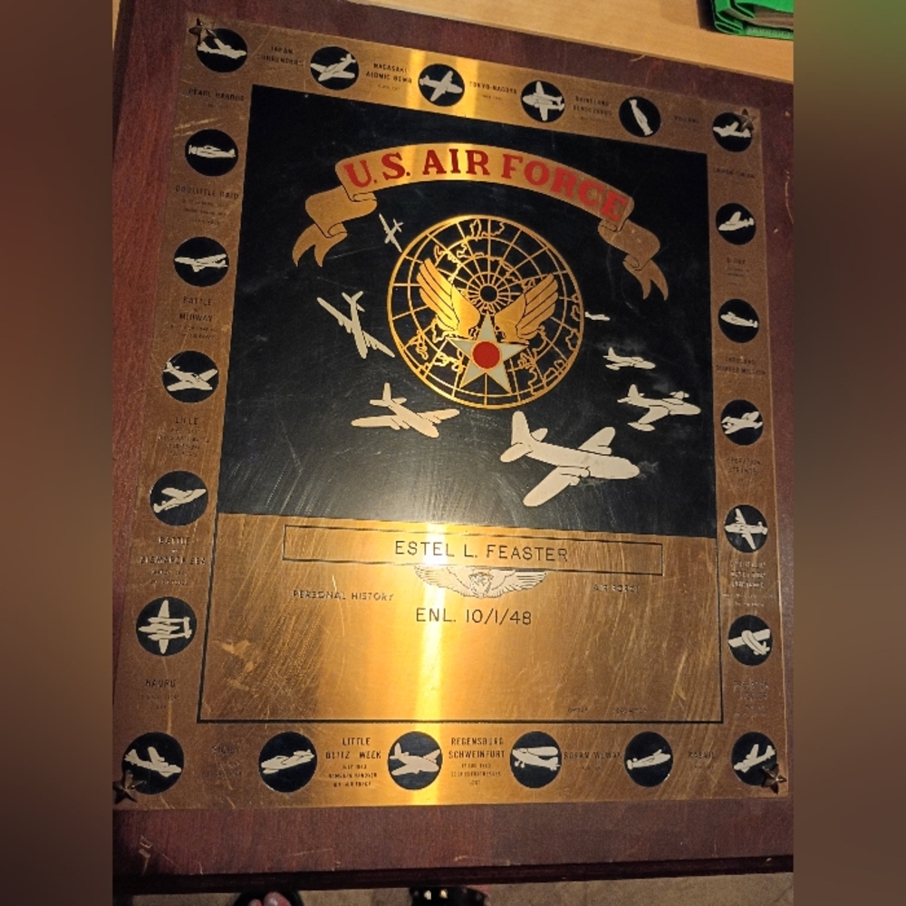 U.S. Air Force Commemorative Plaque with Gold and Black Design